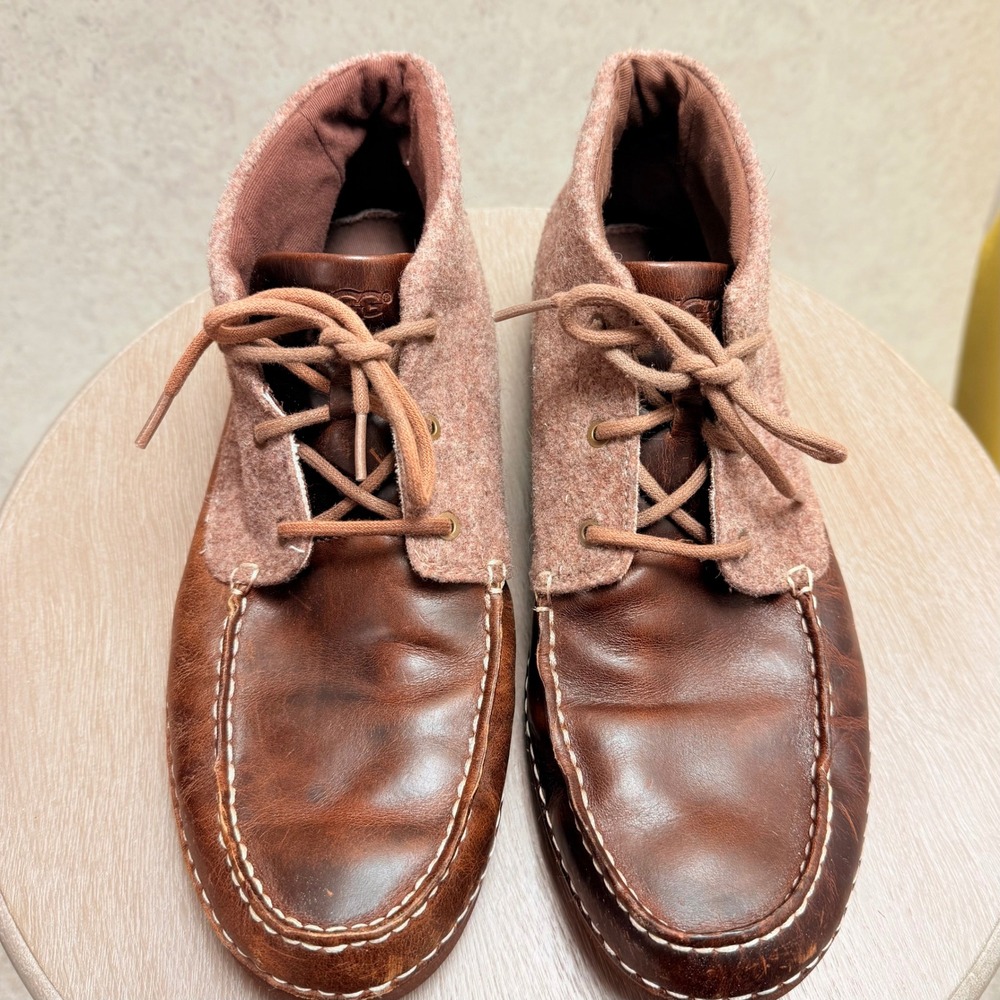 UGG Men's Australian Chukka 10.5 Boots Brown Leather Wool Lace Up Ankle Boots